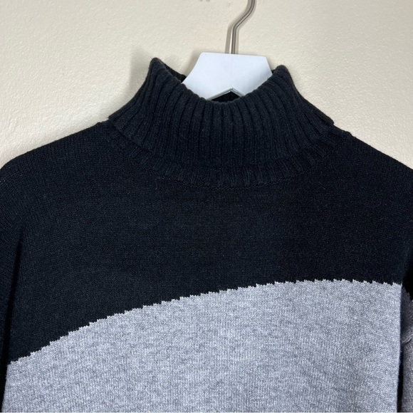 Anthropologie Womens Lorena Color Block Gray Black Turtleneck Sweater Size XS - Picture 3 of 9